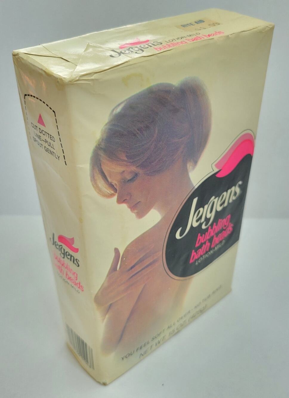 Jergens Vintage Bubbling Bath Beads Lotion Mild 15 oz. 70's Sealed Box 425 g.